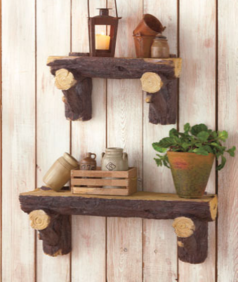 Lodge-log-shelves