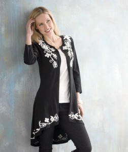 Embroidered Open Front Cardigan is a wonderful layering piece for your wardrobe.