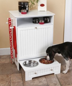 Pet Food Cabinet with Bowls is a handsome way to store your best friend's favorite food. 