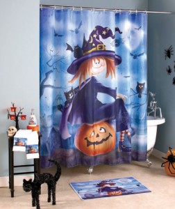 Bring your seasonal decor to the bathroom with this Halloween Witch Bath Ensemble. 