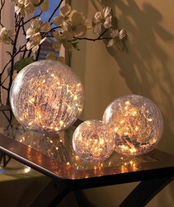 Use this Set of 3 Lighted Glass Balls to create ambiance in a room or shed a little light on a specific area.