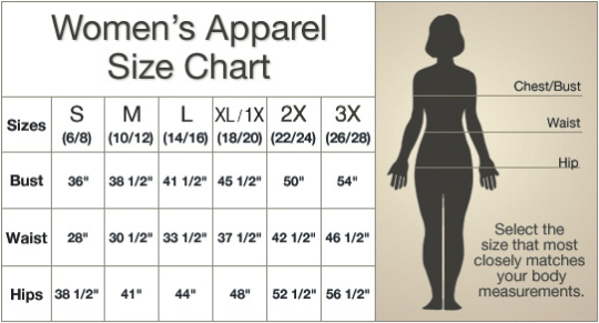 Apparel Sizing Chart