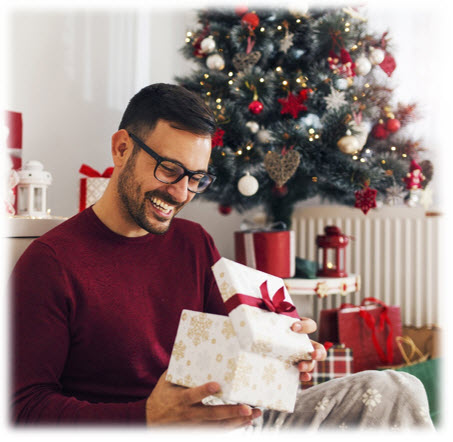 Gifts for Him - Man Opening Christmas Present