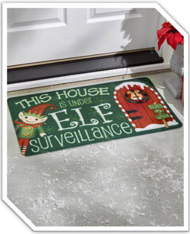 Holiday Doormat - Elf Surveillance
