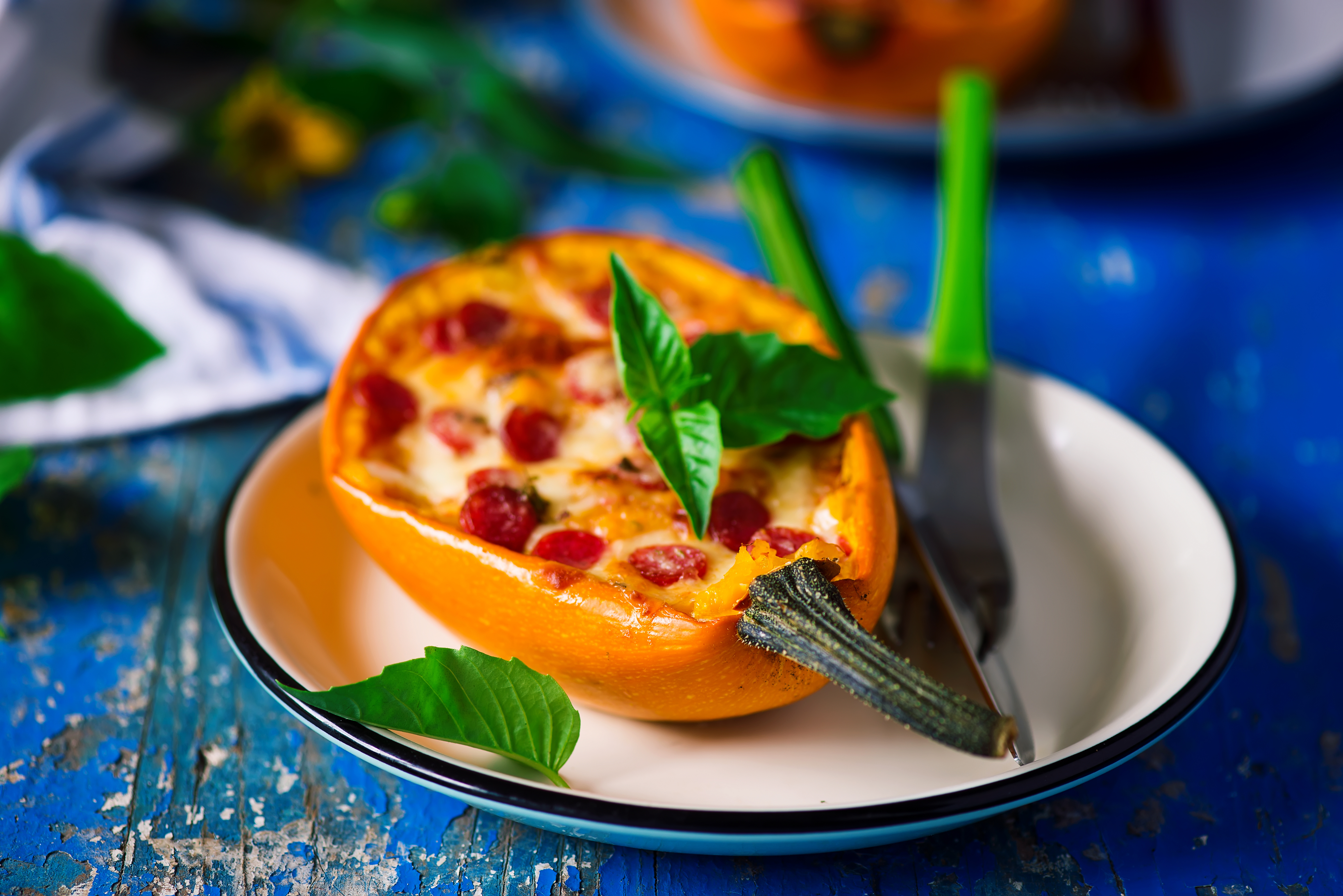 baked spaghetti squash pizza.style rustic..selective focus