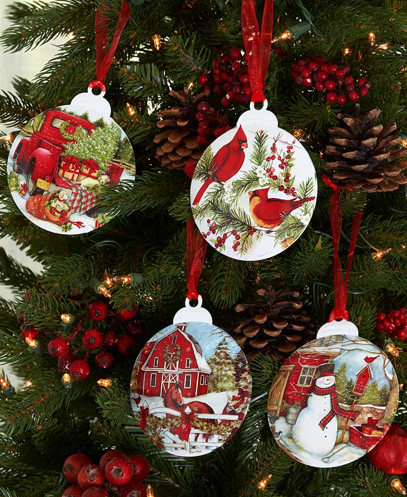 Country Christmas Galvanized Ornaments