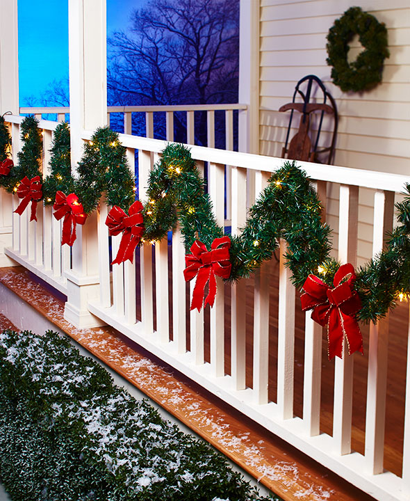 Christmas Lit Porch Garland