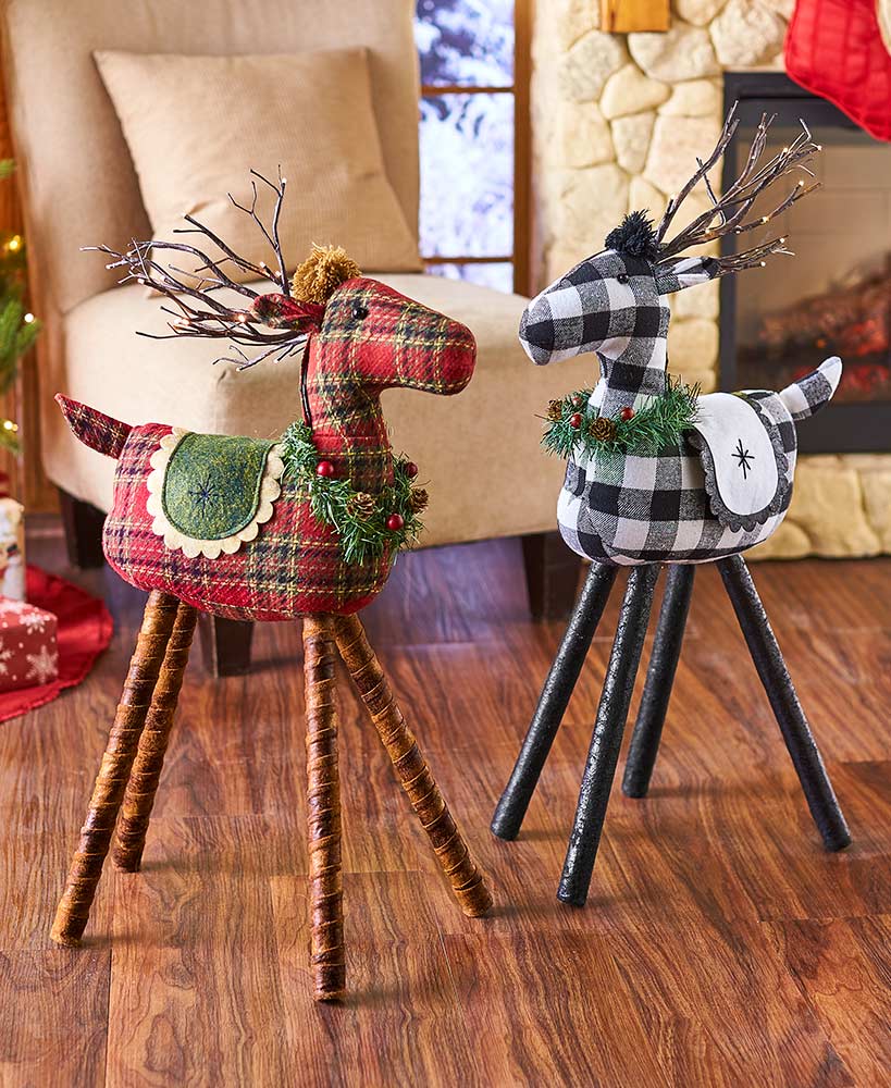 Lighted Plaid Reindeer