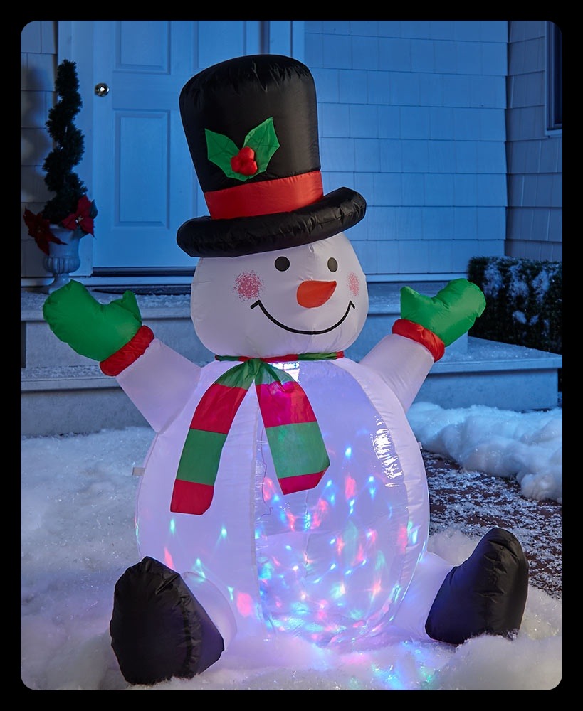 Snowman Decorations - Light And Motion Snowman Inflatable