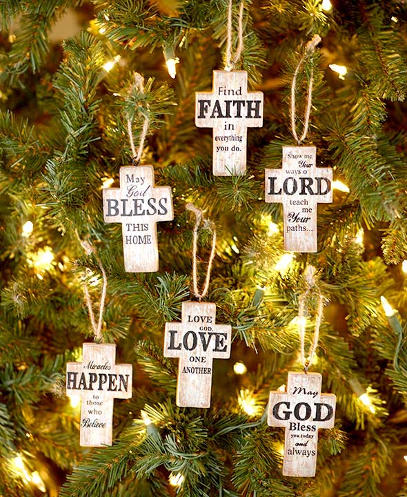 Sentiment Cross Ornaments