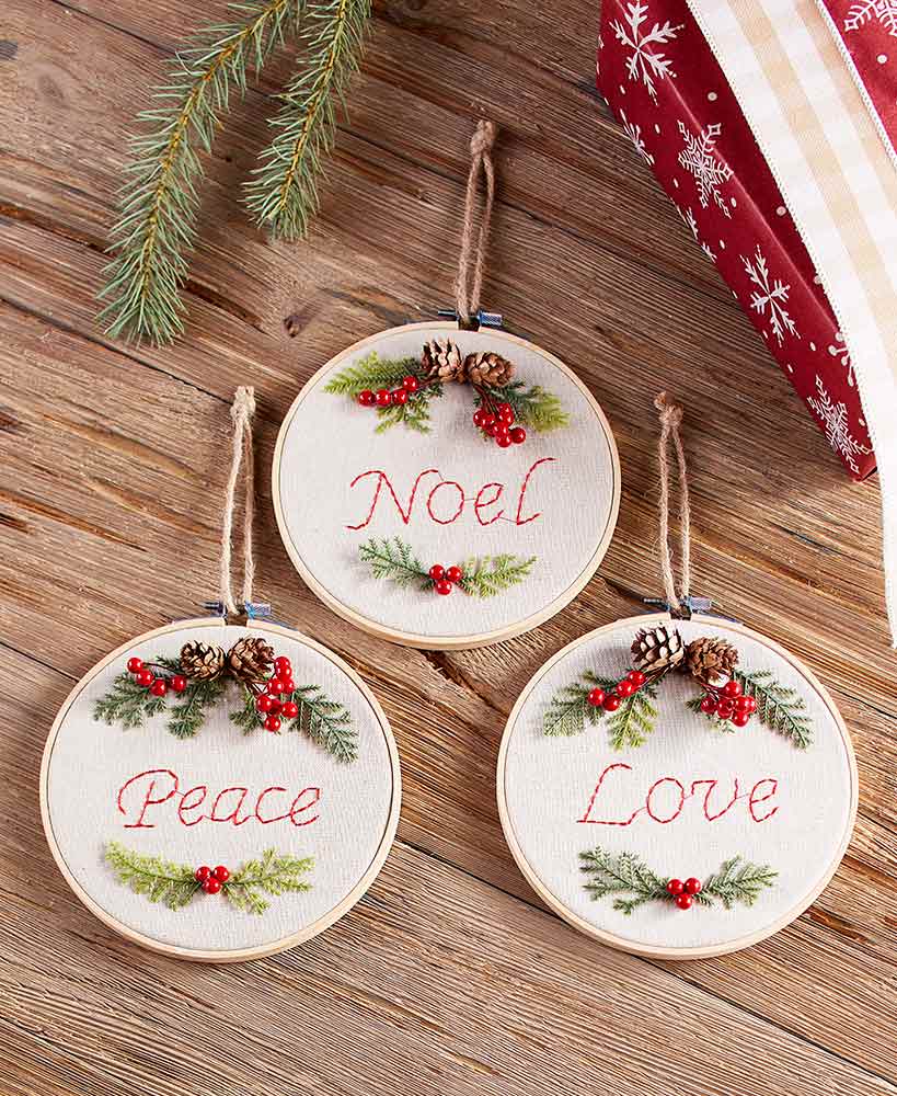 Embroidery Hoop Sentiment Ornaments