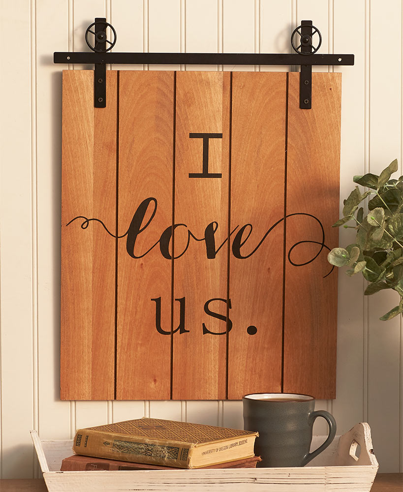 I Love Us Barn Door Wall Hanging