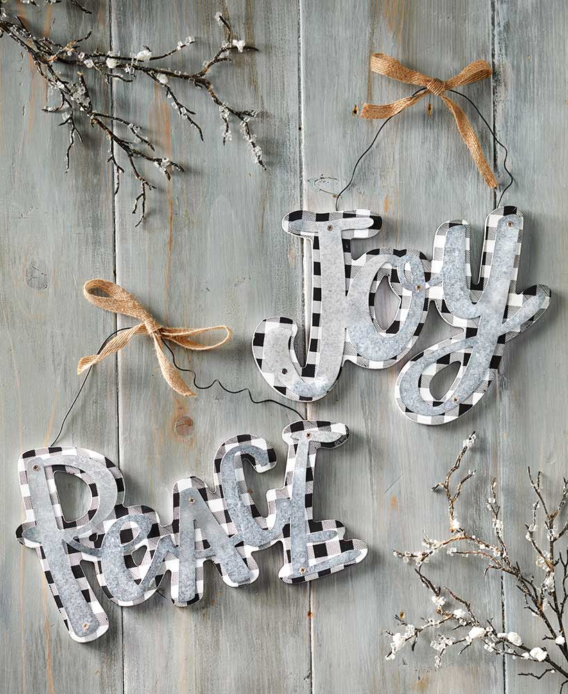 Galvanized Sentiment Sign Ornaments