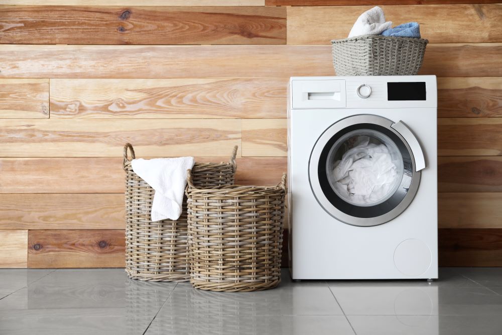 Organize A Laundry Room - Wicker Baskets In Laundry Room