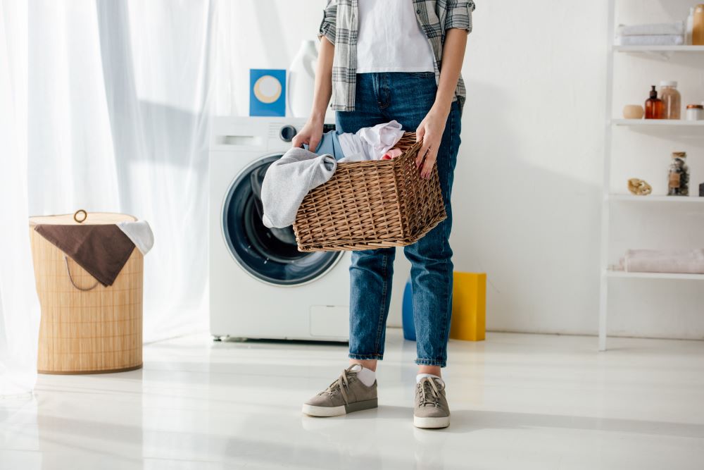 Wicker Basket Storage - Basket In Laundry Room