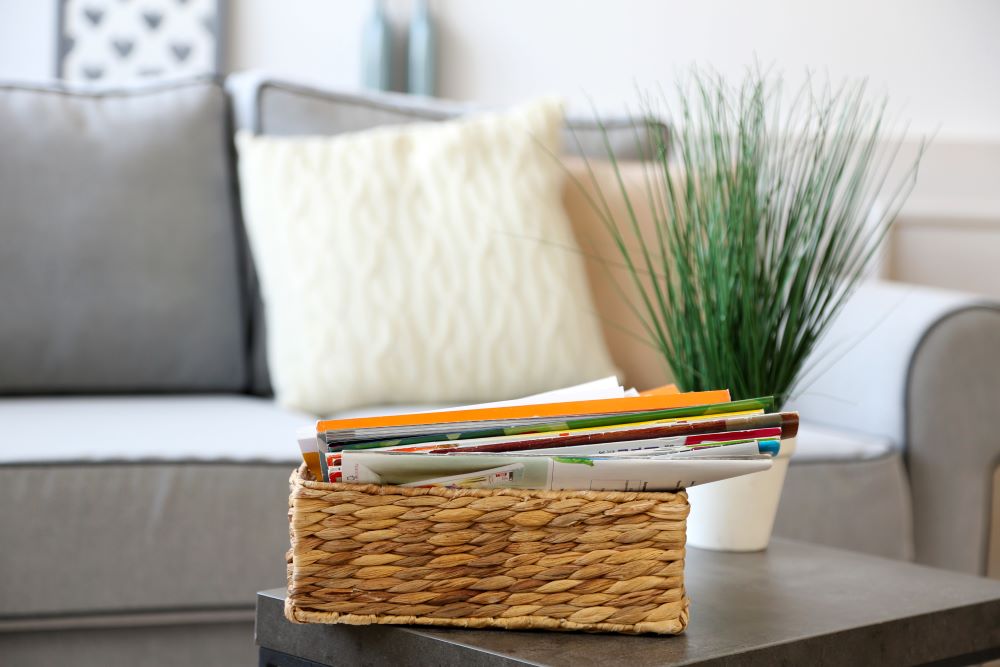 Wicker Basket Storage - Basket Of Magazines