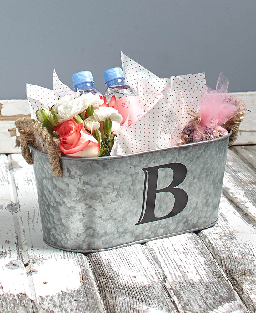 Galvanized Monogram Buckets