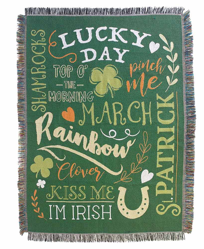 Lucky Day Spring Tapestry Four Leaf Clover Throw