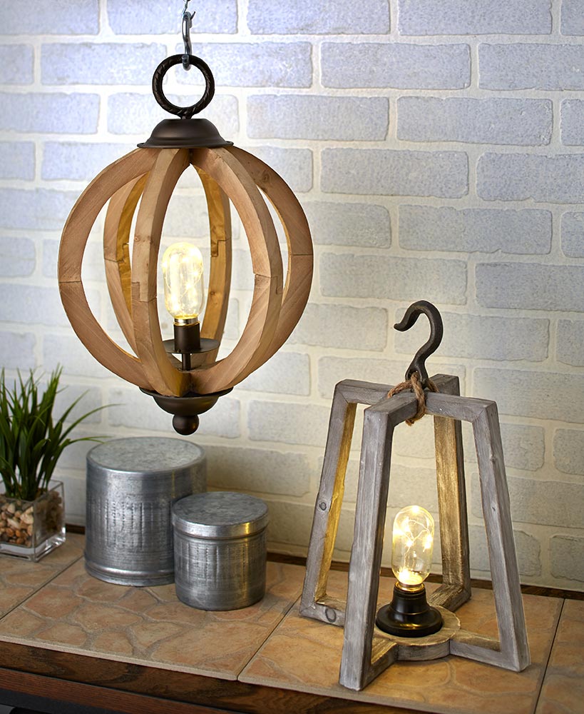 Rustic Wood LED Lanterns