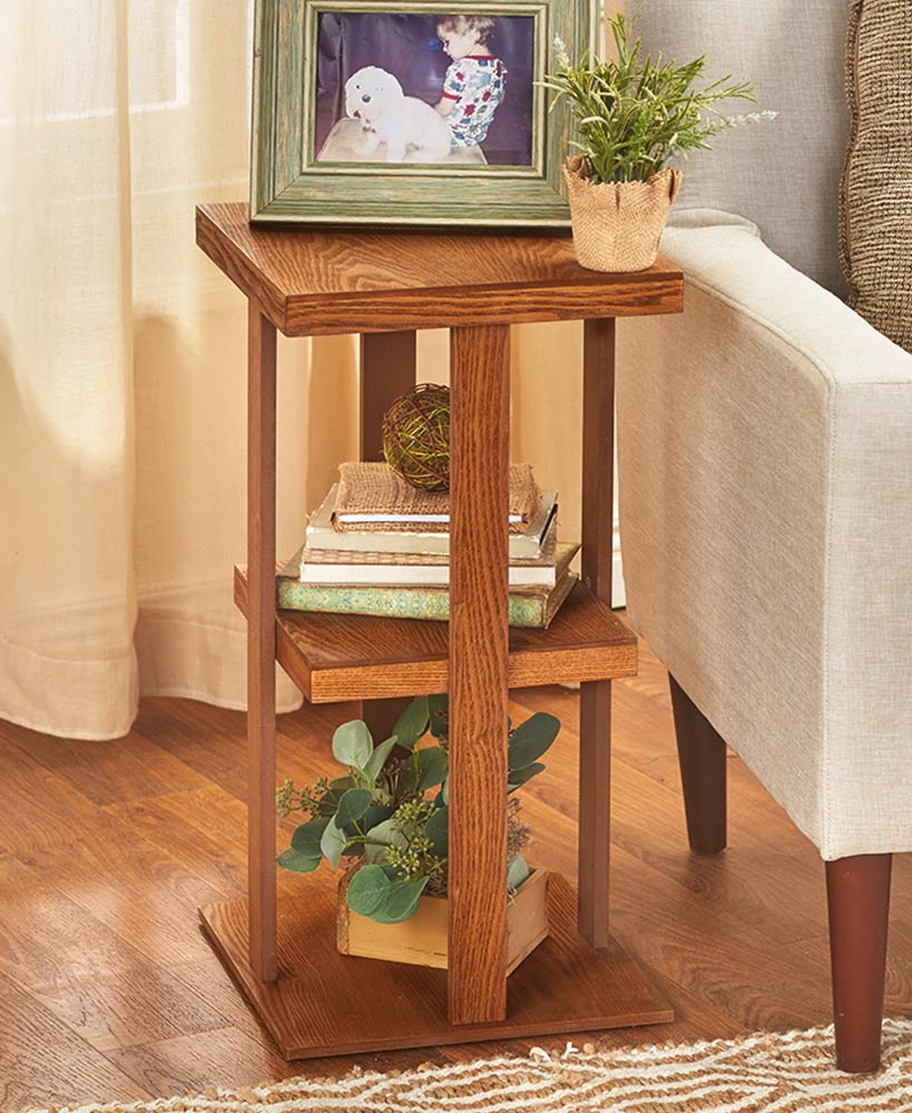 Rustic Finish Square Side Table