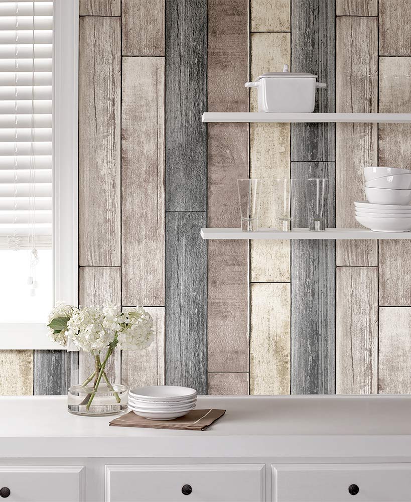 NuWallpaper™ Peel and Stick Reclaimed Wood Plank Wallpaper 