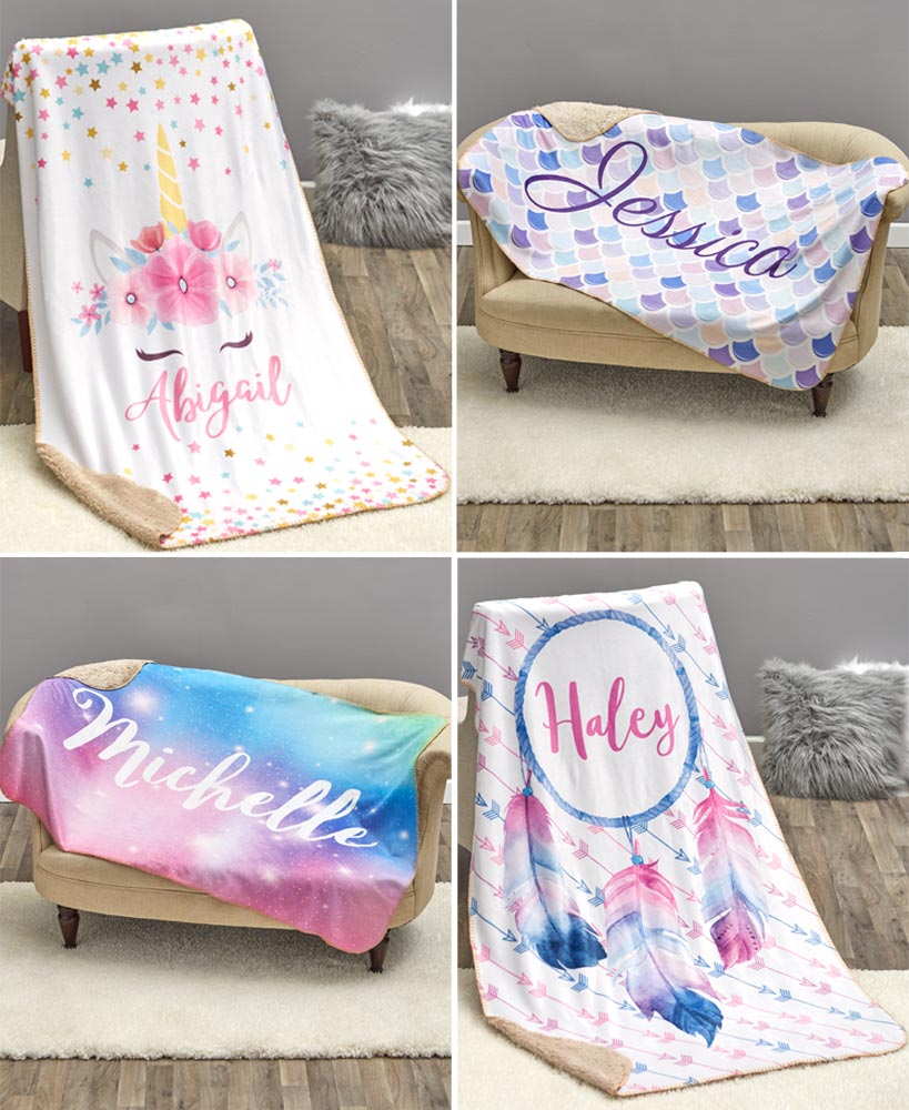 Birthday Gifts For Friends - Personalized Trendy Sherpa Throws