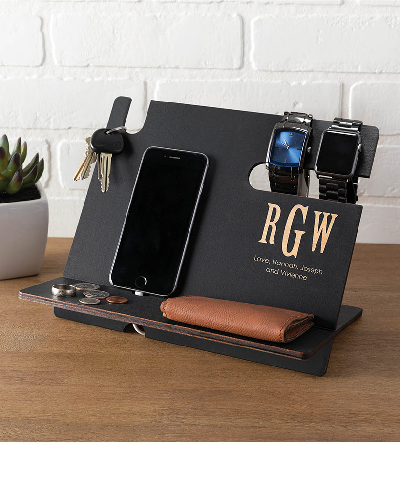 Birthday Gifts For Friends - Personalized Wood Valet Desk Organizer