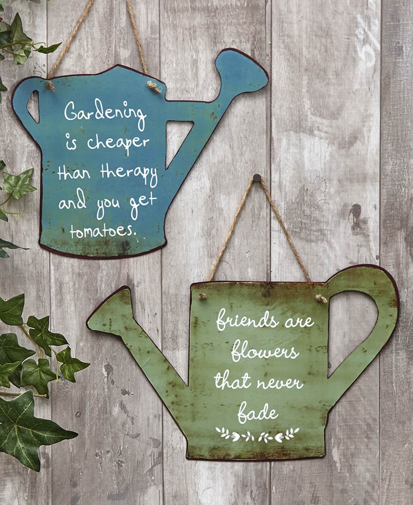 Metal Watering Can Garden Signs