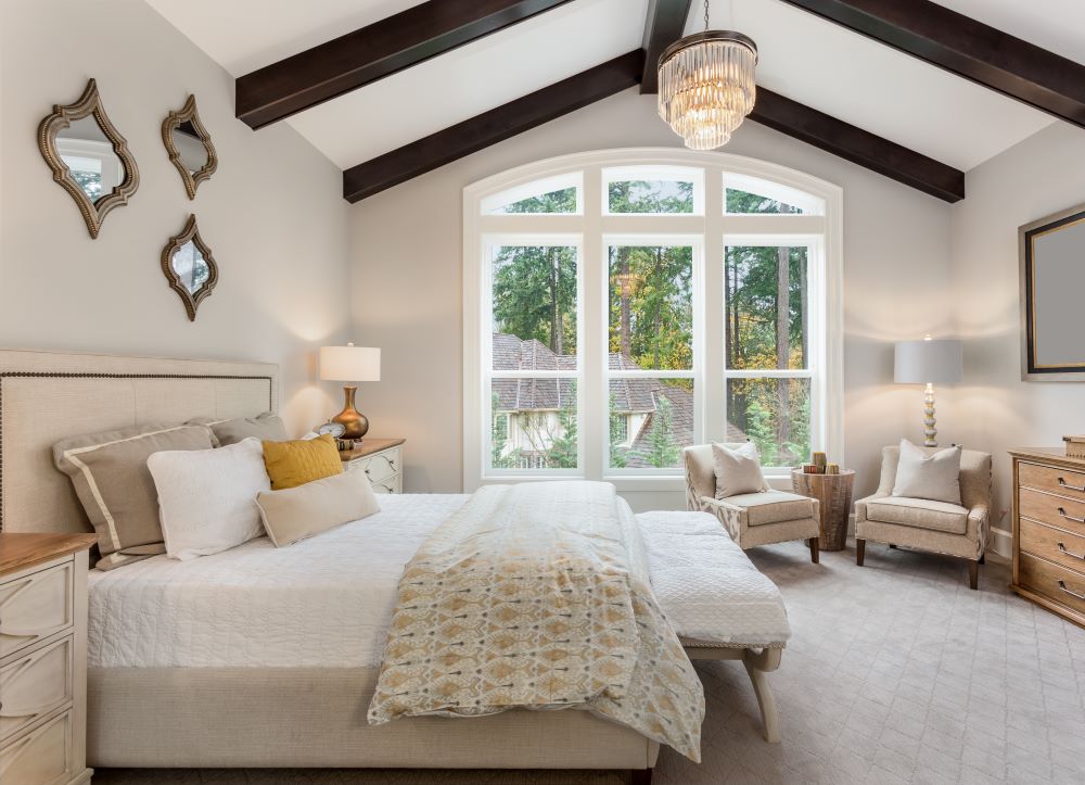 Lighted Chandelier Hanging In Bedroom