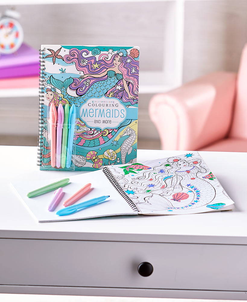 Mermaids Coloring Books with Pastel Markers