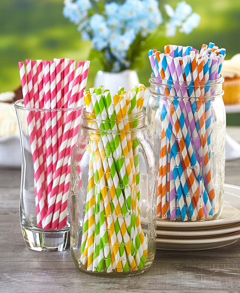 100 Colorful Paper Straw Set