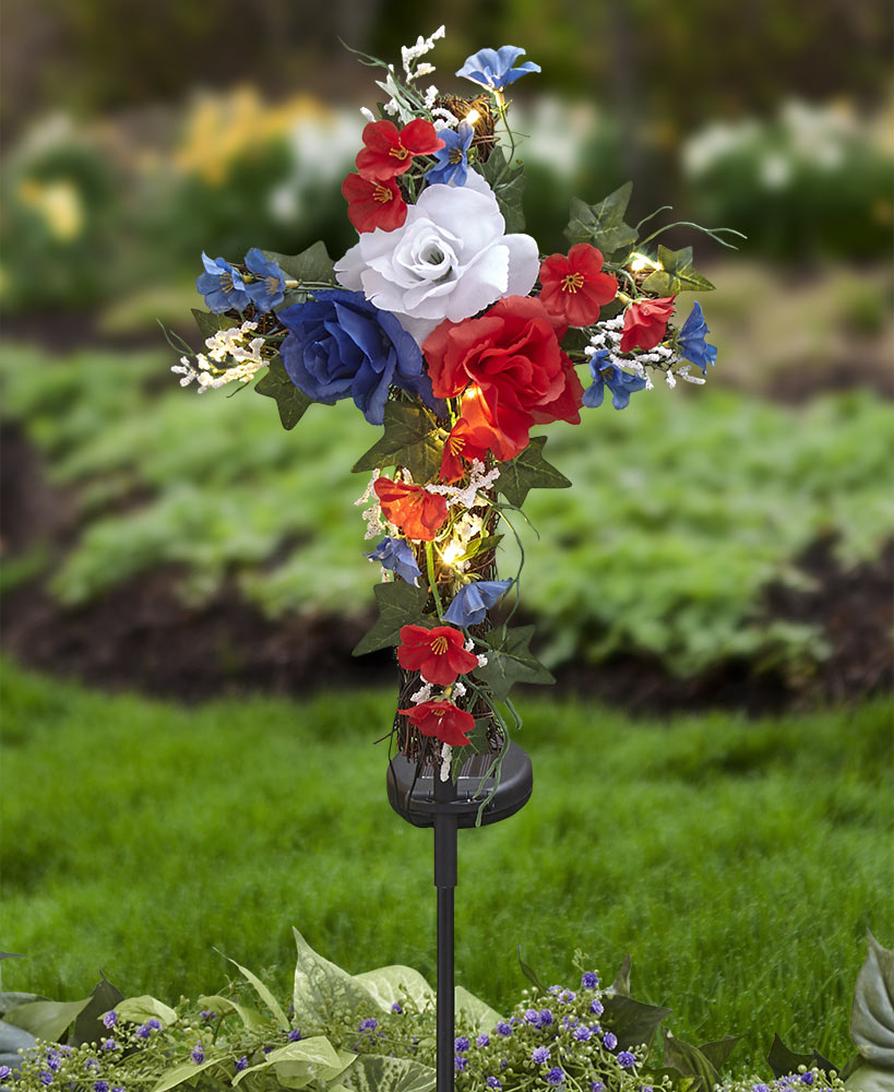 Solar Lighted Cross Garden Stakes