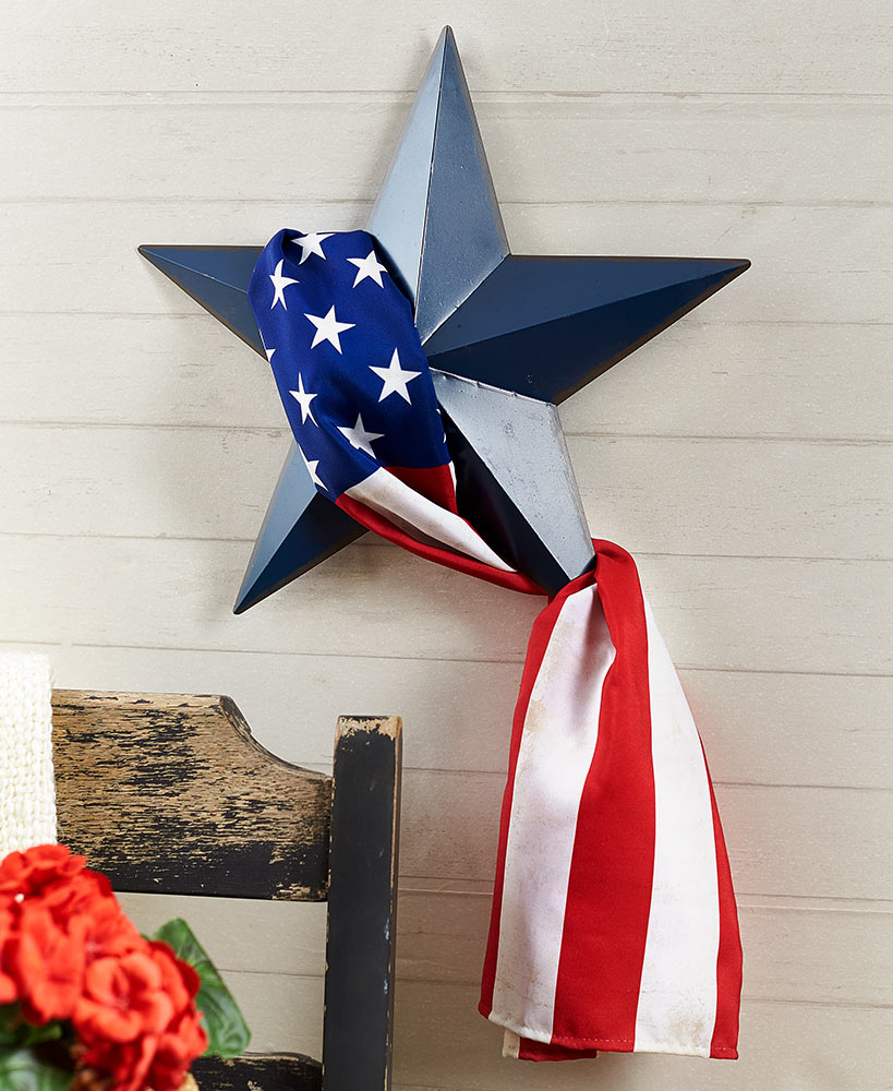 Americana Star and Flag Wall Hanging