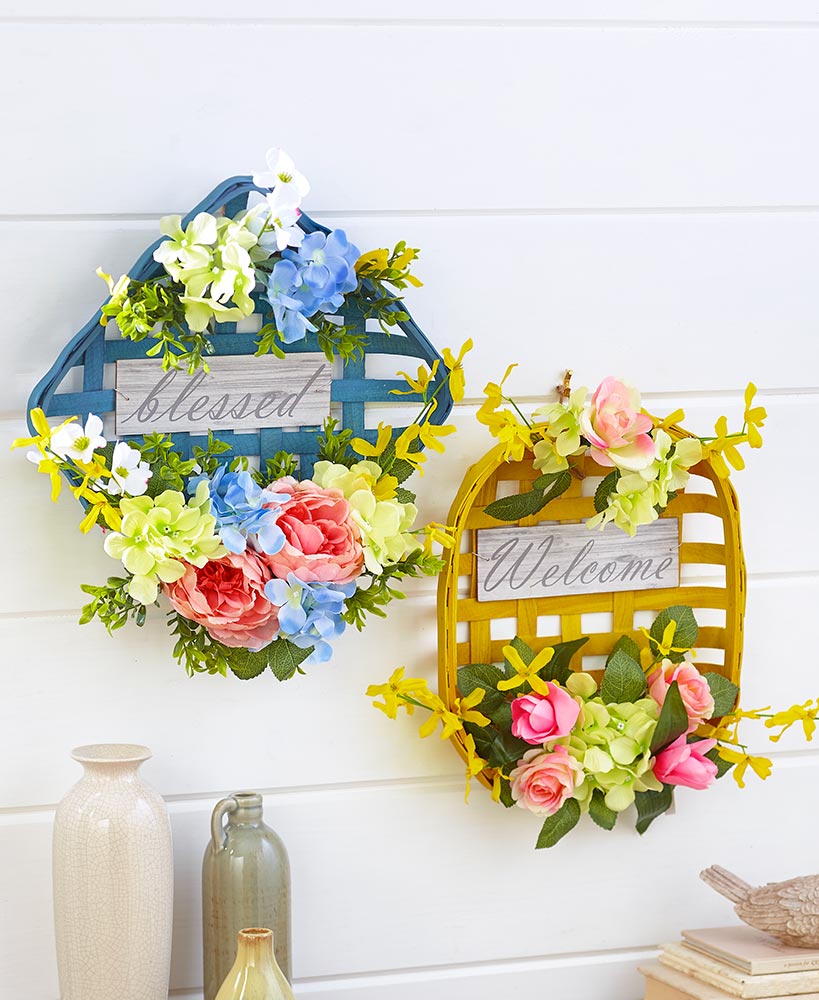 Floral Decorations - Floral Farmhouse Wall Baskets