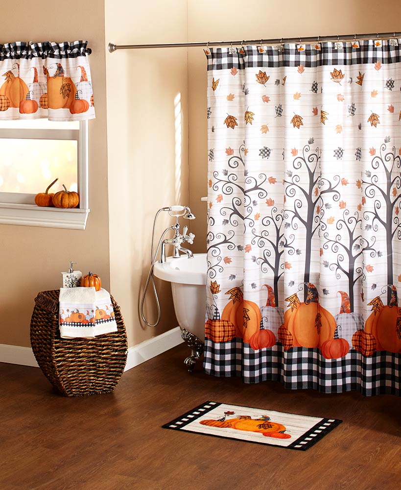 Fall Decor Ideas - Plaid Pumpkin Bathroom Collection