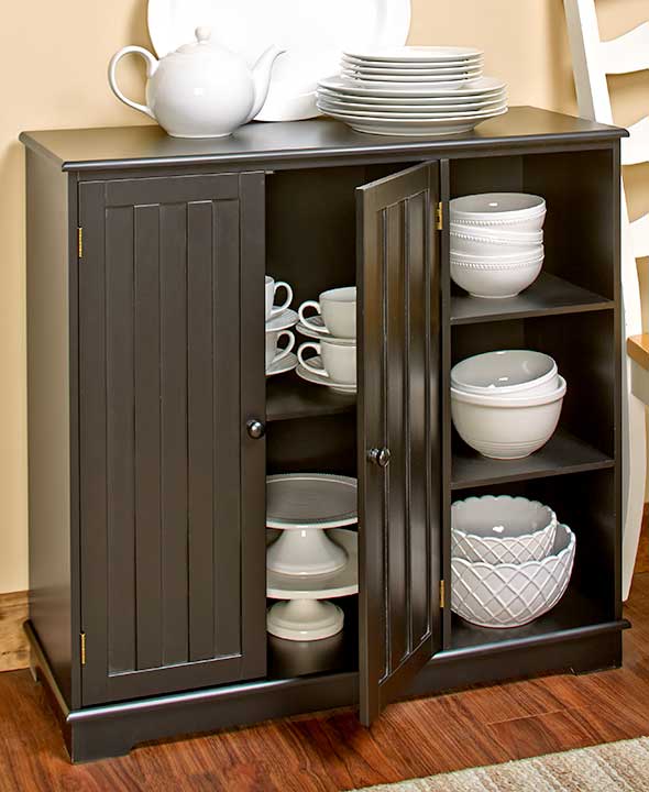 Beadboard Wooden Storage Cabinet