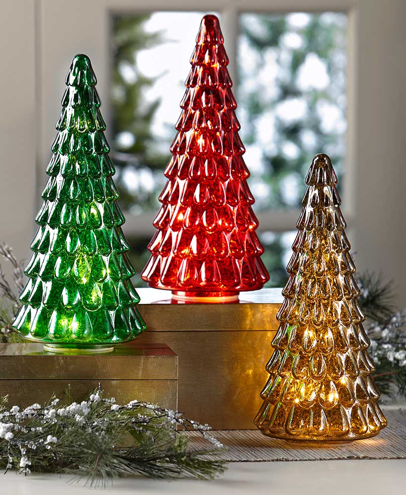 Festive Lighted Glass Trees