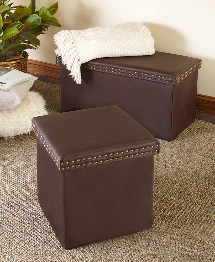 Faux Leather Storage Ottomans or Benches