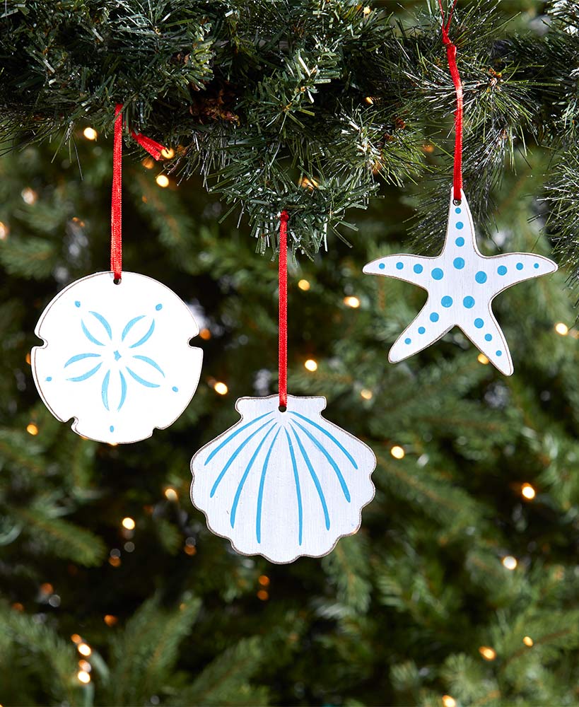 Set of 3 Shell Ornaments