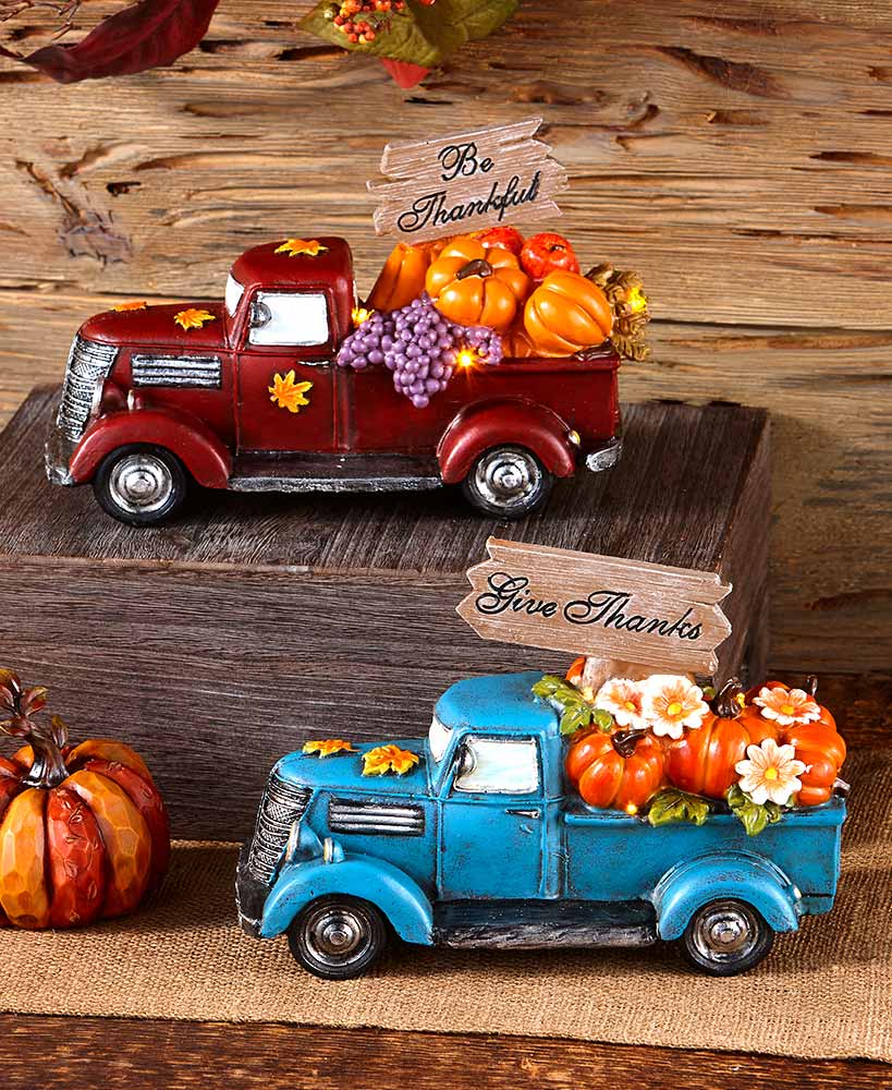 Fall Decor Ideas - Vintage Lighted Harvest Pickup Trucks