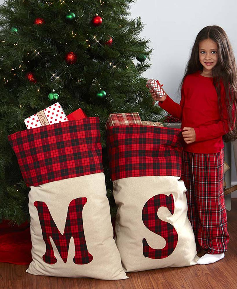 Giant Plaid Monogram Gift Bags