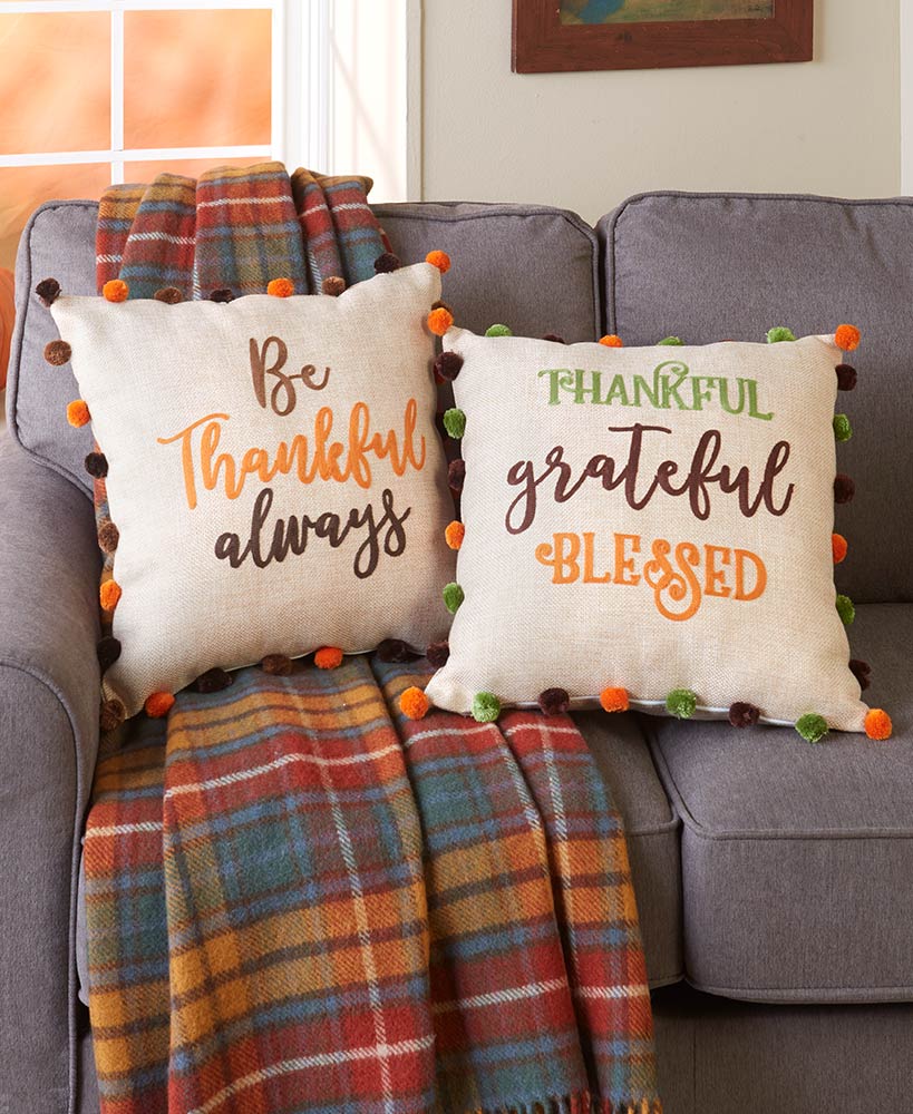 Thankful Pom-Pom Throw Pillows