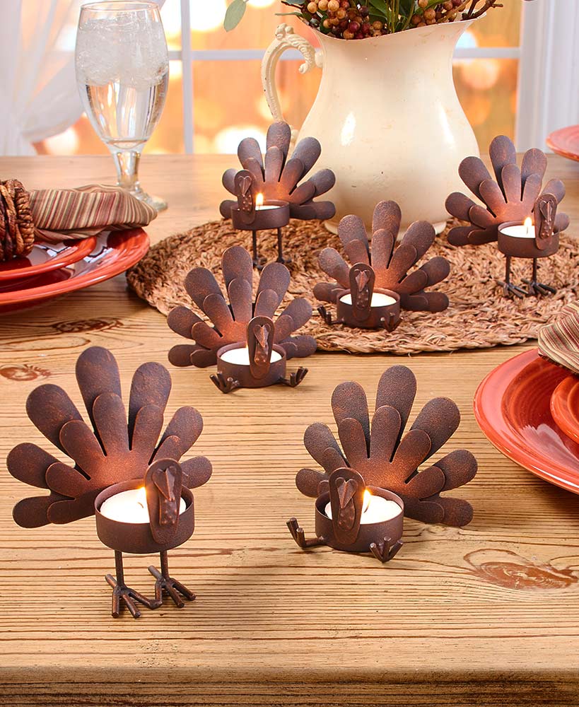 Sets of 3 Turkey Candleholders