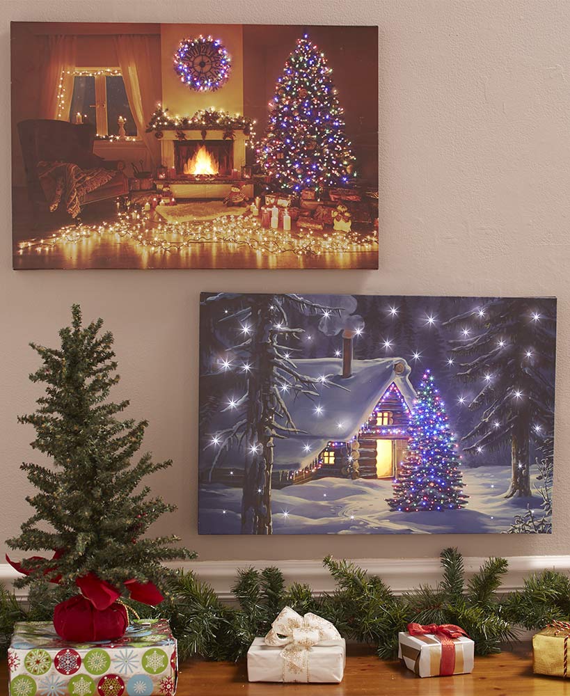 Fiber-Optic Holiday Canvas Wall Art