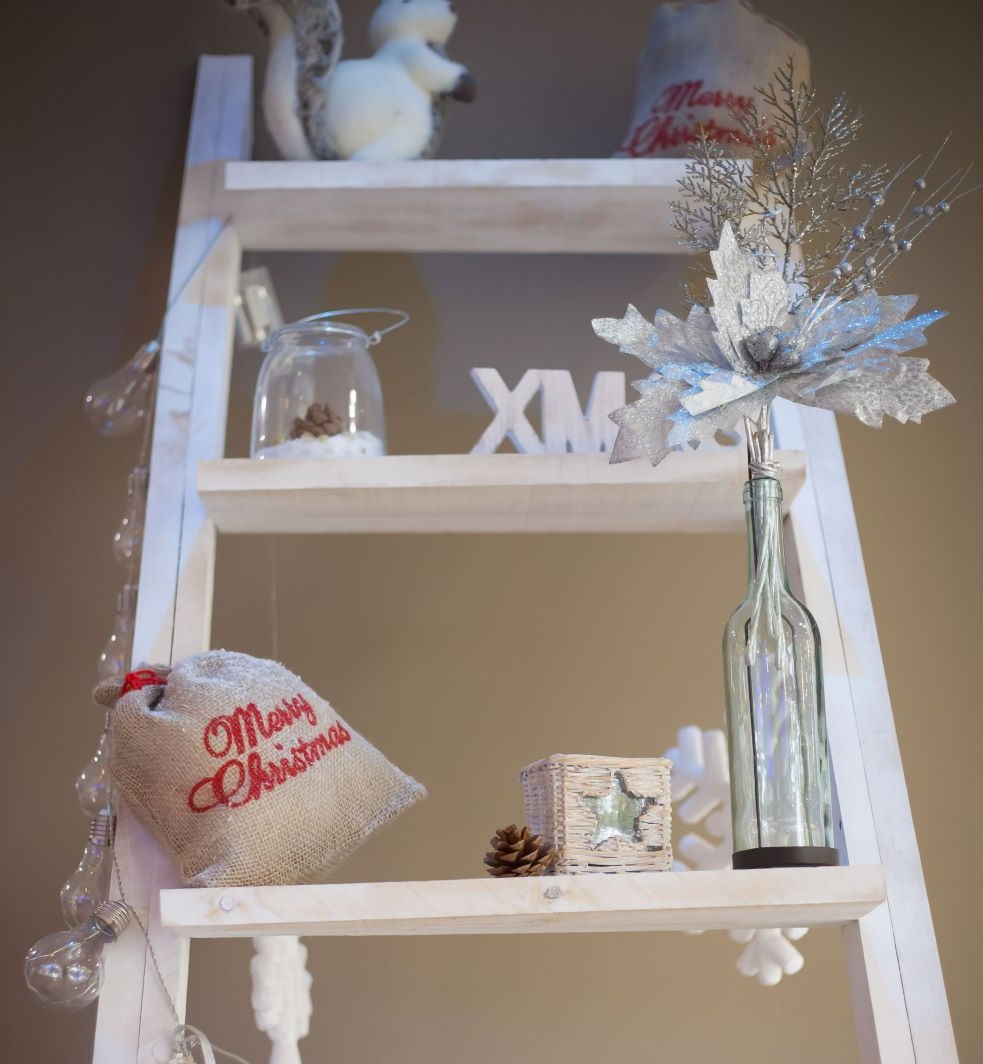 Decorative Ladder With Christmas Accents