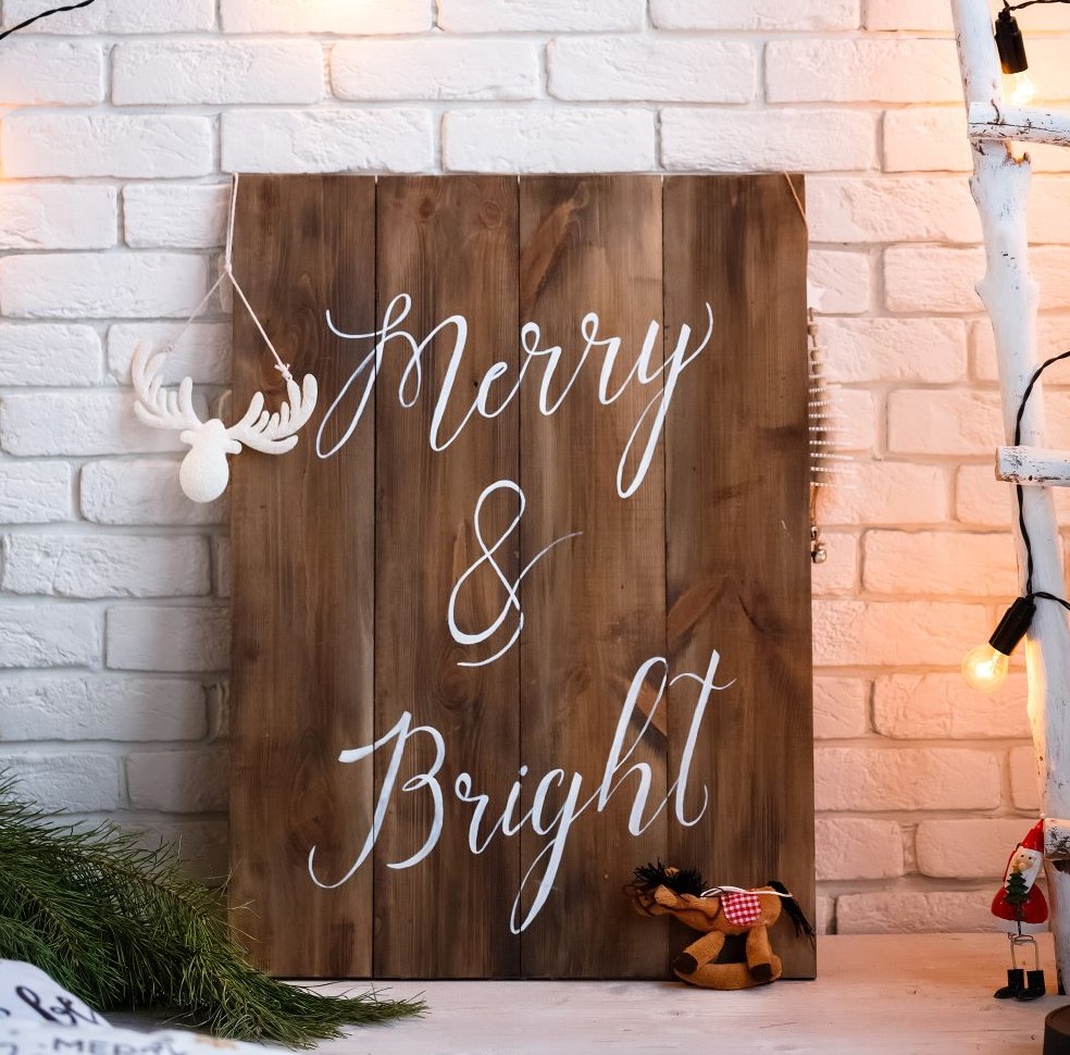 Merry and Bright Christmas Sign