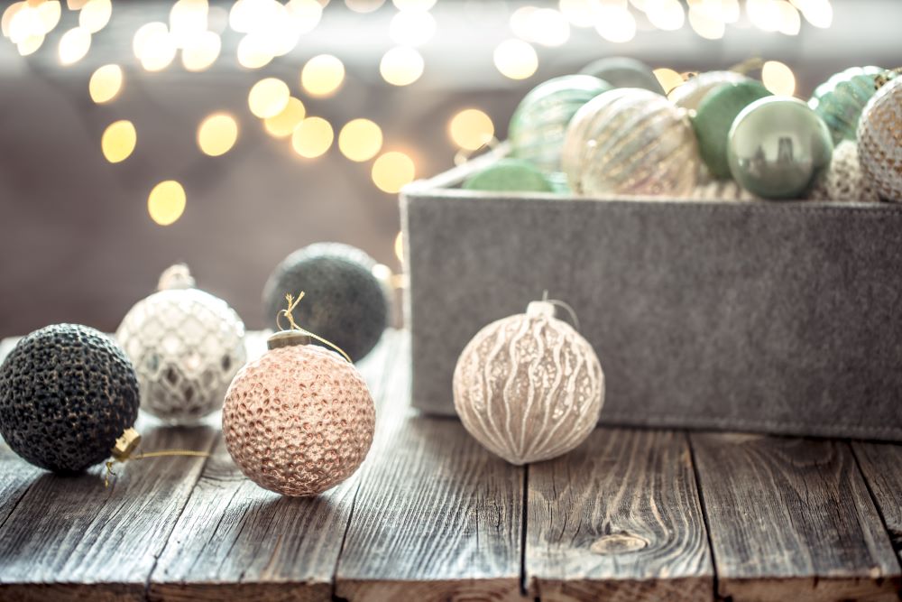 Christmas Ornaments On Table