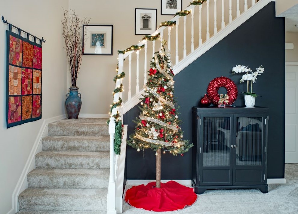 Small Christmas Tree In Entryway