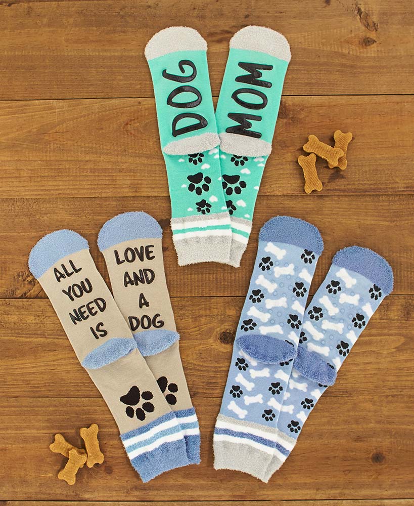 3-Pair Dog Mom Slipper Socks