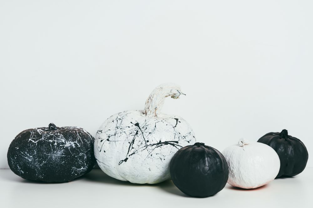 Black & White Splatter Paint Pumpkins